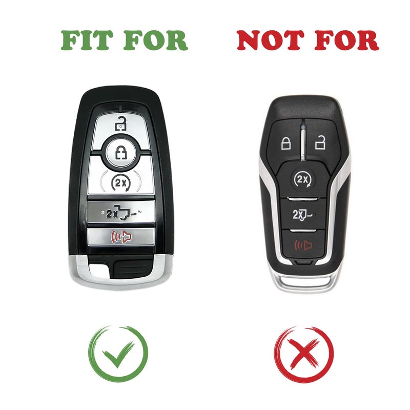 TANDRIVE Key Fob Cover for 2025 2024-2017 Ford F150 F250 F350 F450 F550 F650 F750, 5 Button, Silicone, 2-Pack, Black and Gray - Image 2